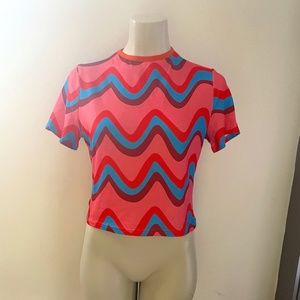 Retro Wavy Print Crop Top